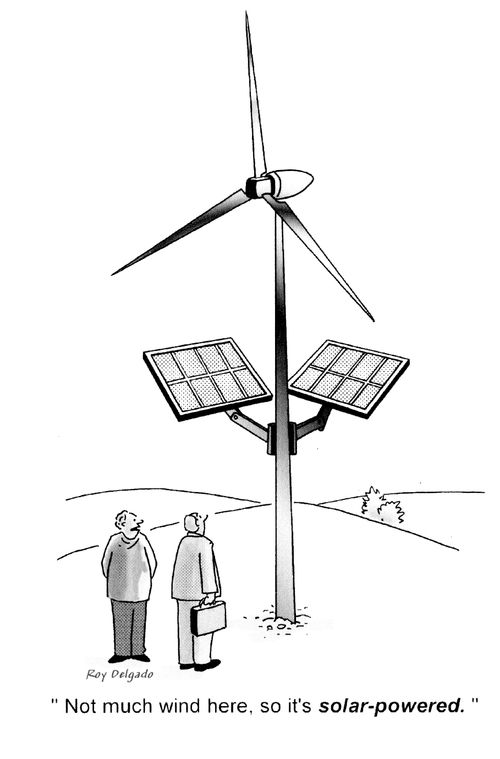 'No much wind here, so it's solar powered.'