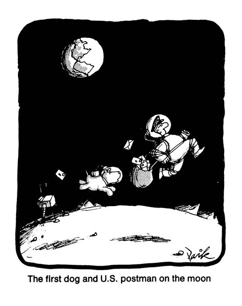 The first dog and US postman on the moon.
