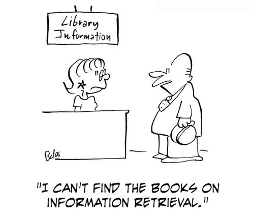 'I can't find the books on information retrieval.'