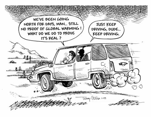 'We've been going North for days, man. . . still no proof of global warming! What do we do to prove it's real.'