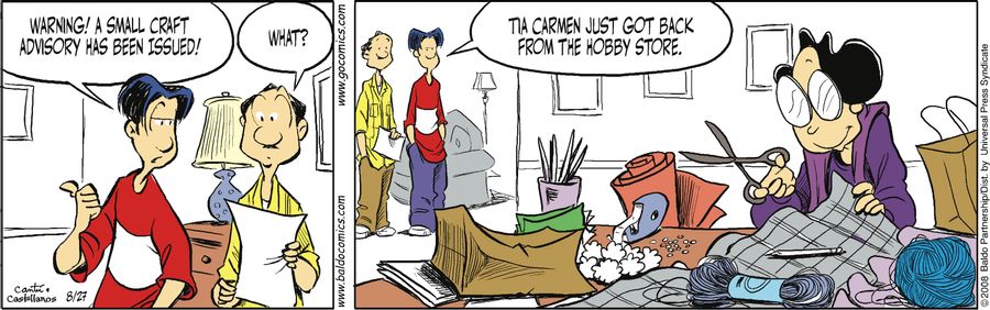 "Warning! A small craft advisory has been issued! Tia Carmen just got back from the hobby store."