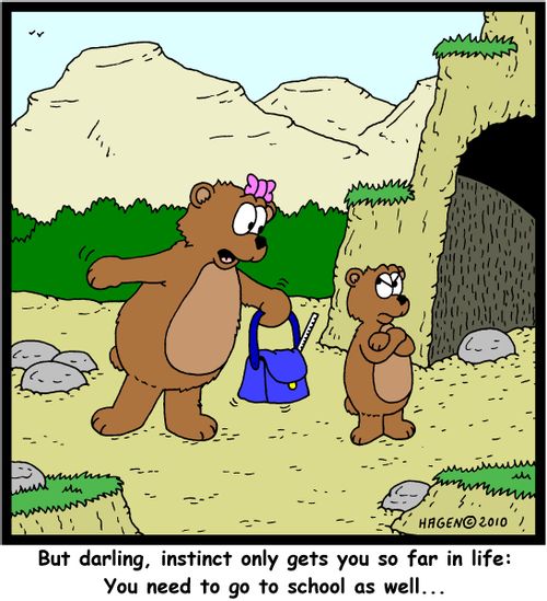 'But darling, instinct only gets you so far in life: You need to go to school as well...'
