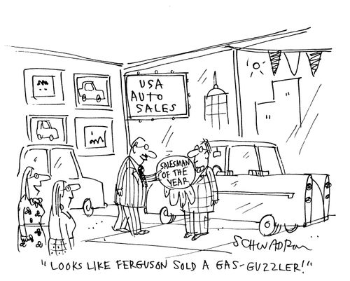 'Looks like Ferguson sold a gas-guzzler!'