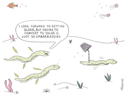 "I look forward to getting older, but having to convert to solar is just so embarrassing."
