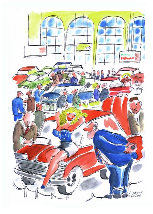 Woman Helping To Sell Cars.