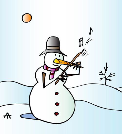 Violin Playing Snowman.