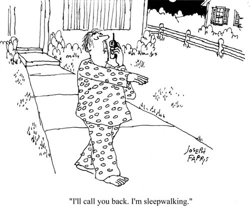 'I'll call you back. I'm sleepwalking!'