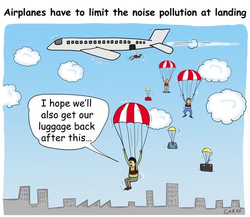 Airplanes have to limit the noise pollution at landing