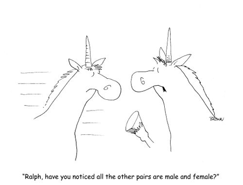 "Ralph, have you noticed the other pairs are male and female?"