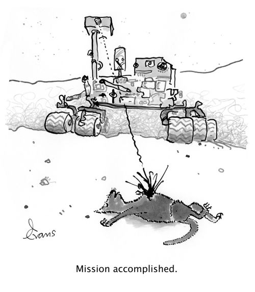 The Curiosity Mars rover is seen killing a cat: 'Mission accomplished.'