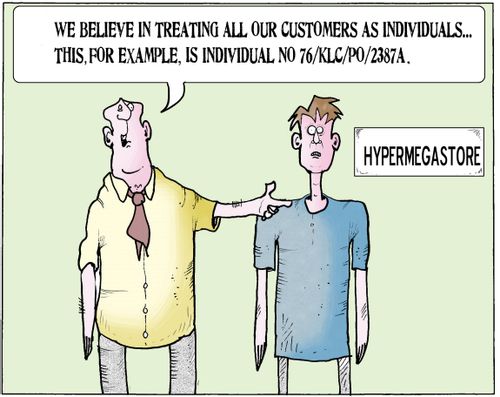 'We believe in treating all our customers as individuals...this, for example, is individual no 76/KLC/PO/2387A.'