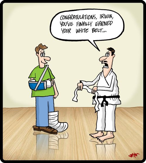'Congratulations, Irwin, you've finally earned your white belt.'
