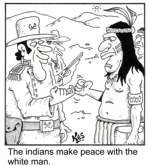 The indians make peace with the white man.