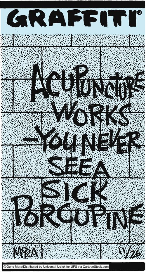 Acupuncture works...You never see a sick porcupine.