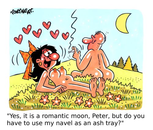 'Yes, it is a romantic moon, Peter, but do you have to use my navel as an ash tray?'