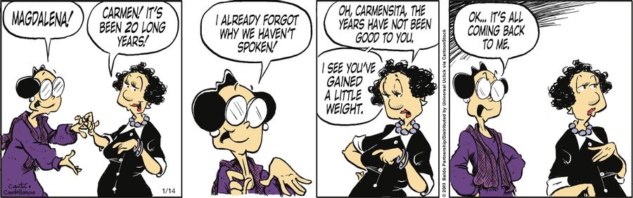 "Oh, Carmensita, the years have not been good to you. I see you've gained a little weight."