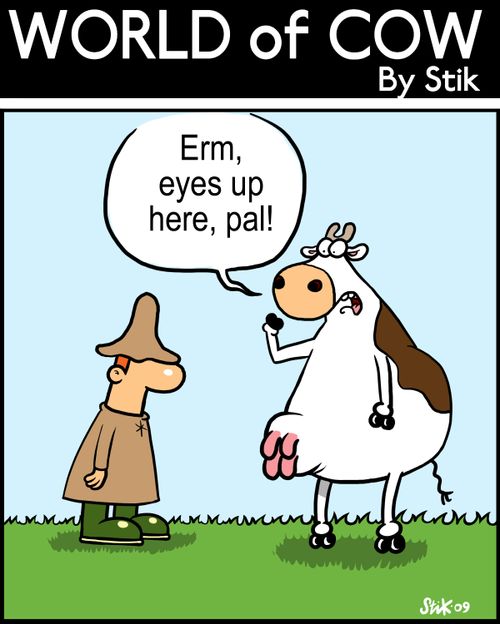 Erm, eyes up here, pal!