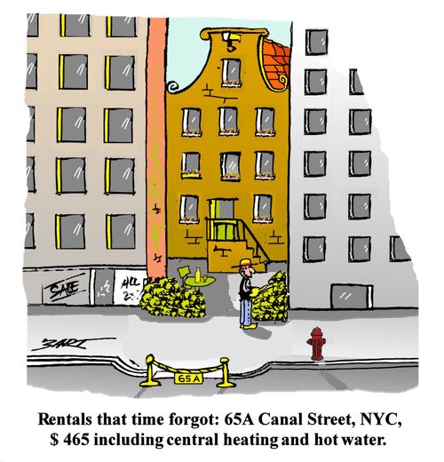 Rentals that time forgot: 65A Canal Street, NYC, $465 including central heating and hot water.