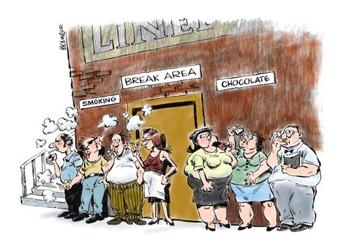 Break Area: Smoking and Chocolate.