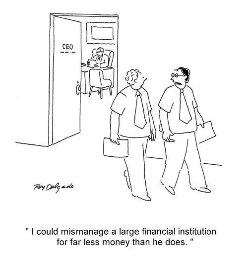 'I could mismanage a large financial institution for far less money than he does.'