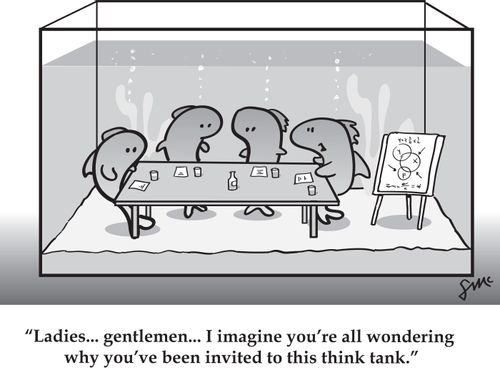 'Ladies... gentlemen... I imagine you're all wondering why you've been invited to this think tank.'