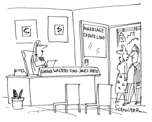 Marriage counsellor with multiple surnames.