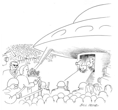 Dodos emerge from alien space craft