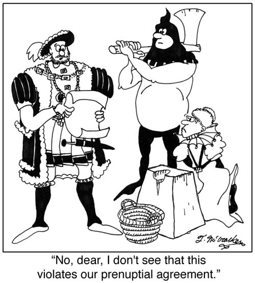 'No, dear, I don't see that this violates our prenuptial agreement.'