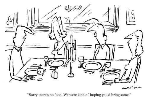 'Sorry there's no food. We were kind of hoping you'd bring some.'