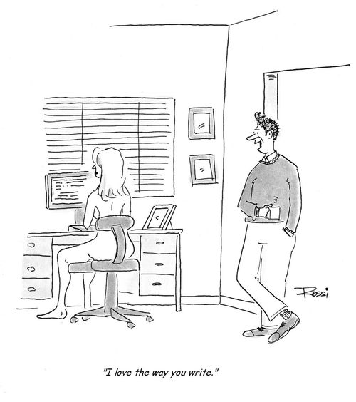 Man Admires Woman's Naked Authoring 'I love the way you write.'