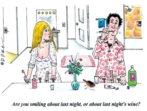 'Are you smiling about last night, or about last night's wine?'