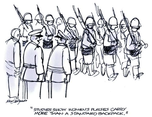 'Studies show women's purses carry more than a standard backpack.'