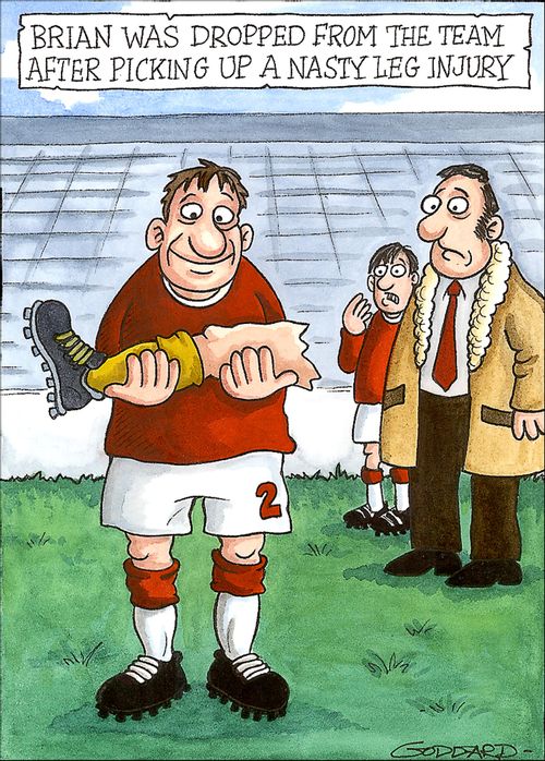 'Brian was dropped from the team after picking up a nasty leg injury.'