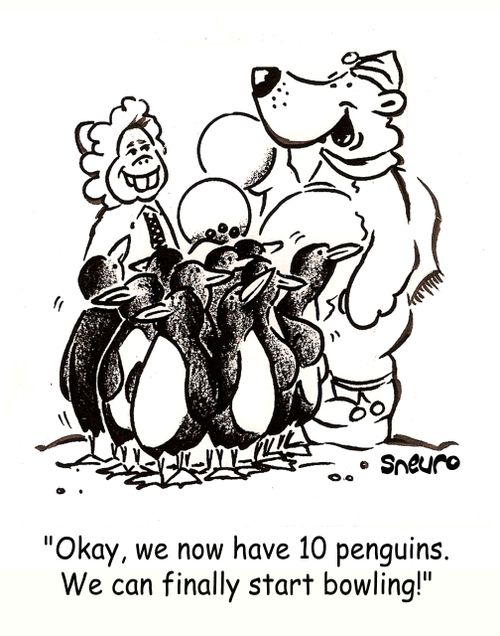 Okay, we now have 10 penguins. We can finally start bowling!