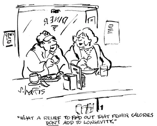 'What a relief to find out that fewer calories don't add up to longevity.'