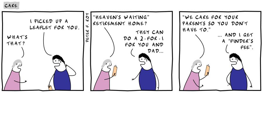 ''Heaven's Waiting' Retirement Home? . . . 'We care for your parents so you don't have to.''