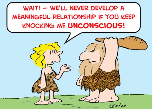 'Wait! -- We'll never develop a meaningful relationship if you keep knocking me unconscious!'
