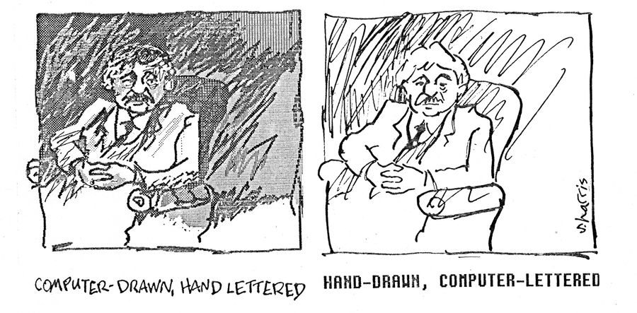 Computers drawing and writing compared to a person's