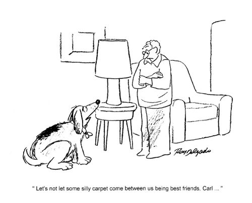 'Let's not let some silly carpet come between us being best friends, Carl...'