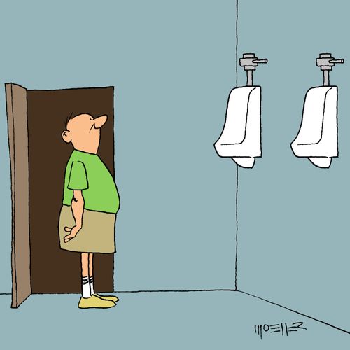 Urinals high up on the wall