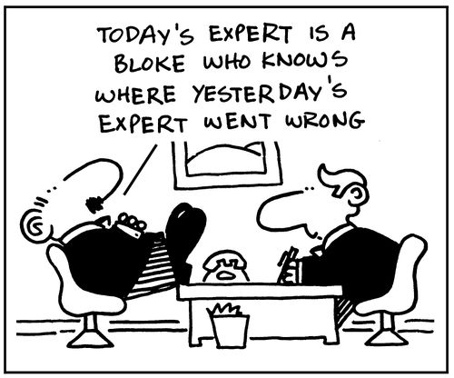 Today's expert is a bloke who knows where yesterday's expert went wrong.