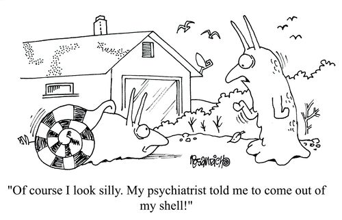 'Of course I look silly. My psychiatrist told me to come out of my shell!