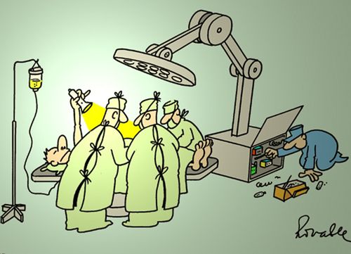 Power failure in an operating room.
