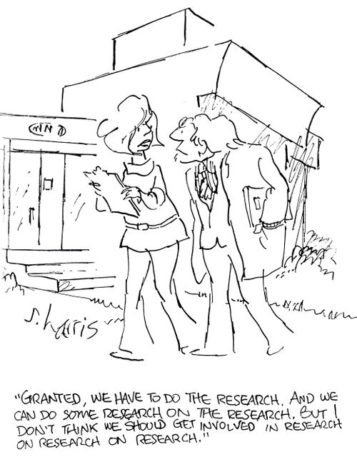 'Granted, we have to do the research.  And we can do some research on the research.  But I don't think we should get involved in research on research on research.'
