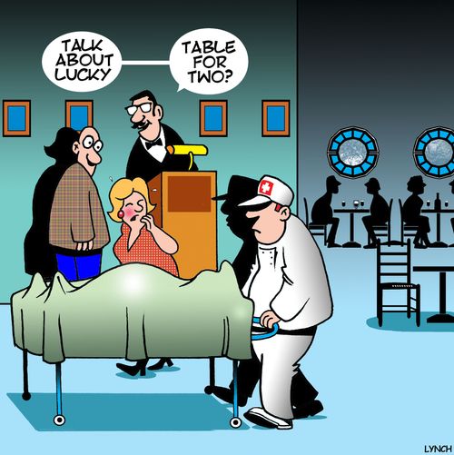 "Talk about lucky...table for two?"