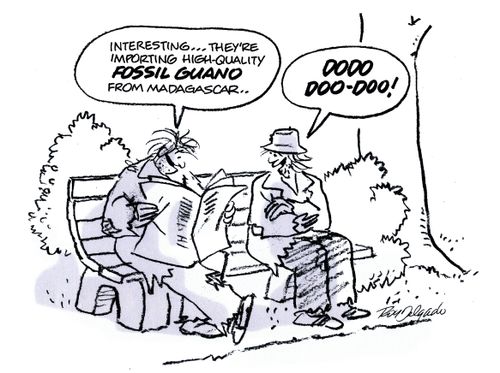 'Interesting...they're importing high-quality fossil guano from Madagascar.'