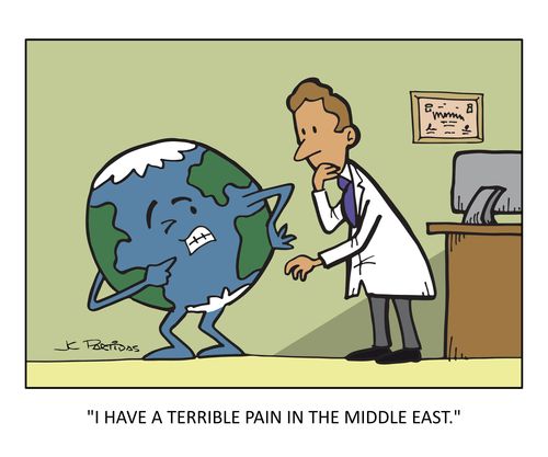 "I have a terrible pain in the middle east."