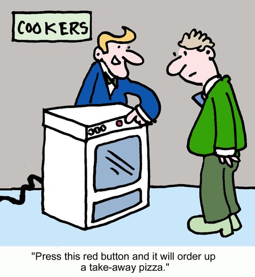 "Press this red button and it will order up a take-away pizza."