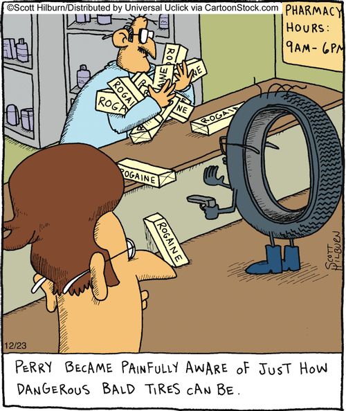 Perry became painfully aware of just how dangerous bald tires can be.
