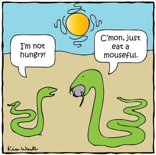 'C'mon, just eat a mouseful.'